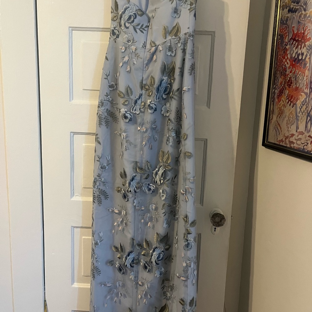 Jenny Yoo Strapless Floral Maxi Dress in Light Blue - Picture 5 of 6
